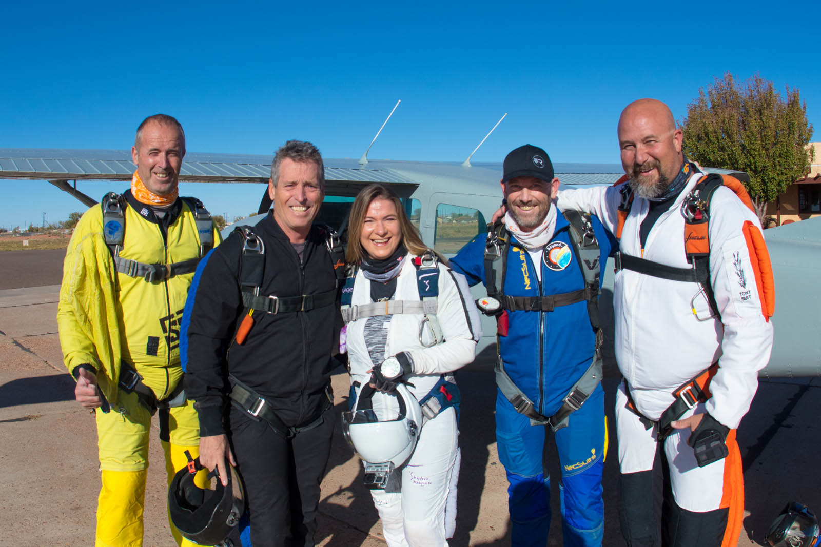 Skydivers Jump Over Meteor Crater