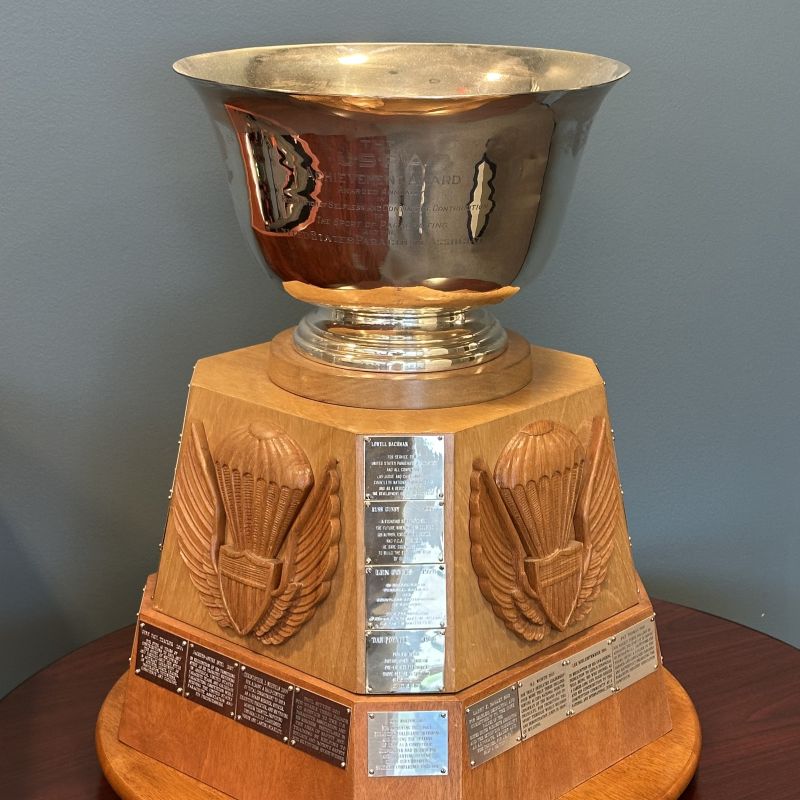 Within USPA Headquarters exists a trophy with mounted nameplates of several recipients of the Lifetime Achievement Award.